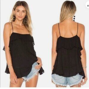 Women's Intimately Free People Cascade Black Ruffle Tiered Tank Tunic Top S